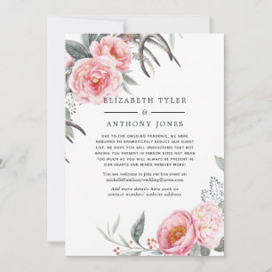 Pastel Roze & Grijs Boho Bloemendesign Beperkte Ga Aankondiging