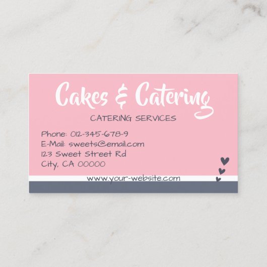 Pastel roze grijs cupcake cake fotosjabloon zoet visitekaartje (Achterkant)