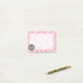 Pastel Roze & grijs Damaserpatroon - Aangepast mon Post-it® Notes (Op bureau)