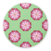 Pastel Roze Groen Aziatisch Medaillon Bloemen