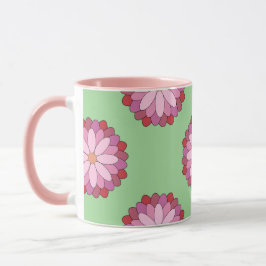 Pastel Roze Groen Aziatisch Medaillon Bloemen Mok