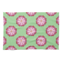 Pastel Roze Groen Aziatisch Medaillon Bloemen