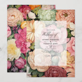 Pastel Roze, Groen en Zanderig Bruin Lente Bruilof Kaart (Voorkant / Achterkant)