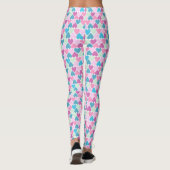 Pastel roze groen hartpatroon leggings (Achterkant)