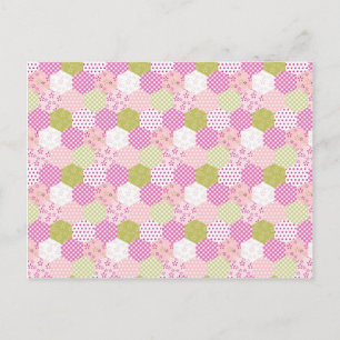  Pastel Roze Groen Patchwork Quilt Design Briefkaart