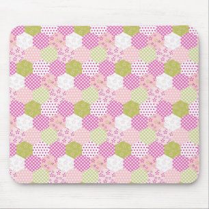 Pastel Roze Groen Patchwork Quilt Design Muismat