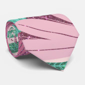 Pastel Roze Groene Floral laat glitter Pattern Stropdas (Opgerold)