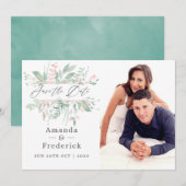 Pastel Roze Groene Huwelijk Save The Date (Voorkant / Achterkant)