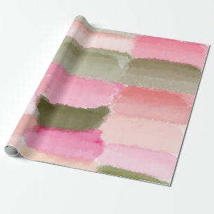 Pastel roze groene Waterverf art met penseelstreek Cadeaupapier
