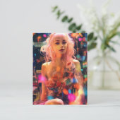 Pastel Roze Haar Vrouw Postkaart (Staand voorkant)