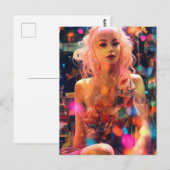 Pastel Roze Haar Vrouw Postkaart (Voorkant / Achterkant)