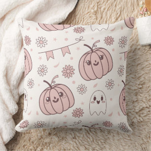 Pastel Roze Halloween Naadloos Patroon (2) Kussen