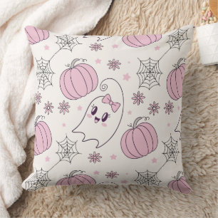 Pastel Roze Halloween Naadloos Patroon (4) Kussen