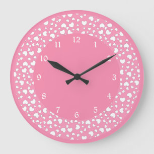 Pastel Roze Hart Polka Dot Patroon Grote Klok