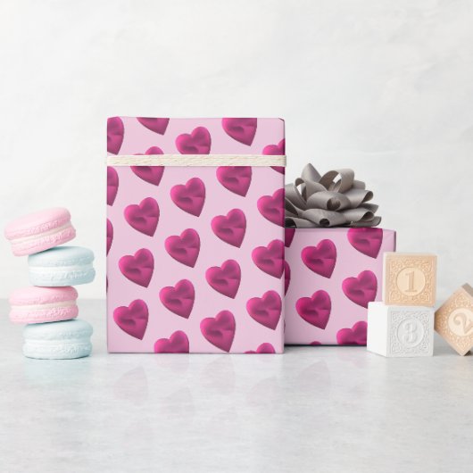 Pastel roze harten eenvoudig minimaal cadeaupapier (Baby Shower)