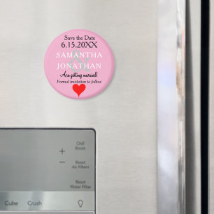 Pastel Roze Huwelijk Bewaar de Datum Hart Magneet