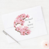 Pastel roze kersenbloesem herdenking sticker (Envelop)