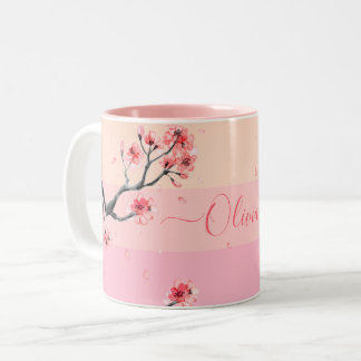 Pastel roze kersenbloesem Mok