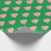 Pastel Roze kerstboom Cadeaupapier (Hoek)