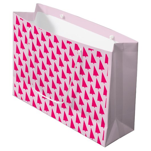 Pastel Roze Kerstboom Gift Bag Groot Cadeauzakje (Voorkant Gekanteld)