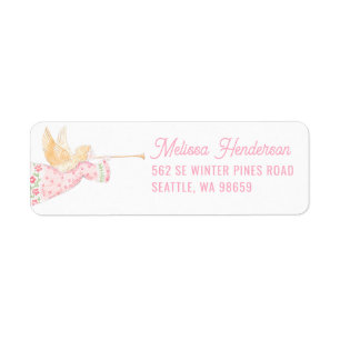 Pastel Roze Kerstengel Etiket