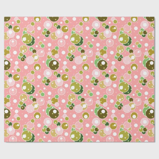 Pastel roze kinder leuke bubbels rond de verjaarda cadeaupapier (Vlak)