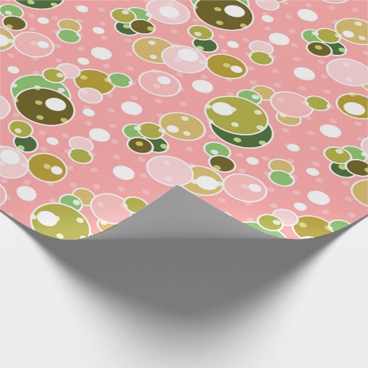 Pastel roze kinder leuke bubbels rond de verjaarda cadeaupapier (Hoek)