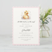Pastel roze kleine eend Baby shower Kaart (Staand voorkant)