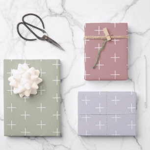 Pastel Roze, Lentegroen, Lila Paars Plus Teken Inpakpapier Vel