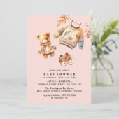 Pastel Roze | Leuke Eenvoudige Herfst Baby Meisje  Kaart (Staand voorkant)