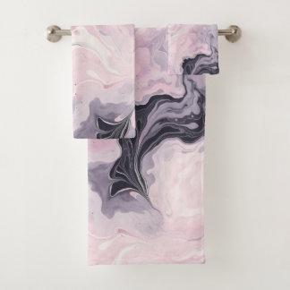 PASTEL ROZE MARMER WERVELEN BADKAMER HANDDOEK SET