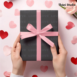Pastel Roze Matching met zwart inpakpapier Lint