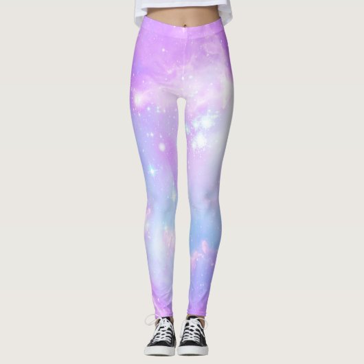 Pastel roze melkwegstelsel leggings (Voorkant)