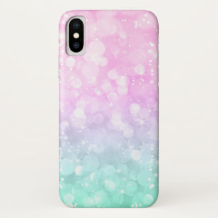 Pastel Roze & Mint Bokeh Glitter iPhone X Hoesje