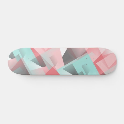 Pastel Roze Mint Green Grey White Polygon Pattern Skateboard (Horizontaal)