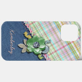 Pastel Roze Mint Groen Blauw Gingham Plaid Patroon Case-Mate iPhone Case (Achterkant (horizontaal))