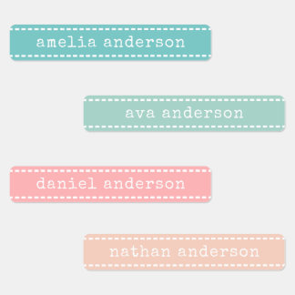 Pastel Roze Mintgroene Stitchlint Kinderen School Labels