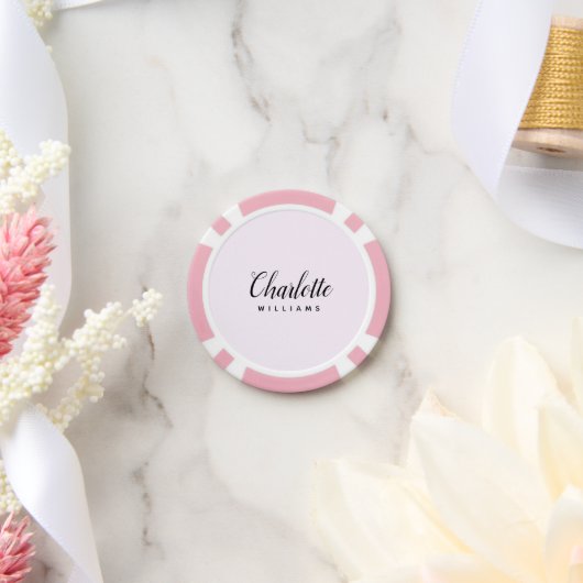 Pastel Roze Monogram Poker Chips – Custom Design (Huwelijk)