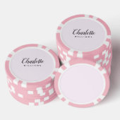 Pastel Roze Monogram Poker Chips – Custom Design (Opstapeling)