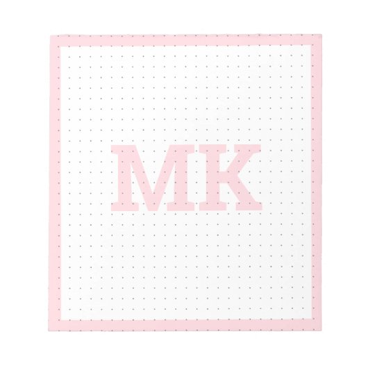 Pastel roze monogram puntrooster notitieblok (Voorkant)