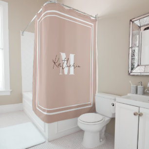 Pastel Roze Monogram Showgordijn Douchegordijn