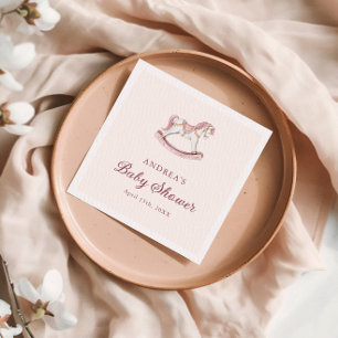 Pastel Roze Mooie Draaimolen Meisje Baby Shower Servet