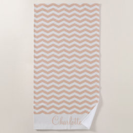 Pastel roze naam zig zag streep geometrisch strandlaken