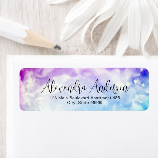 Pastel roze naar blauwe Waterverf Fancy Script Lab Etiket (Insitu)