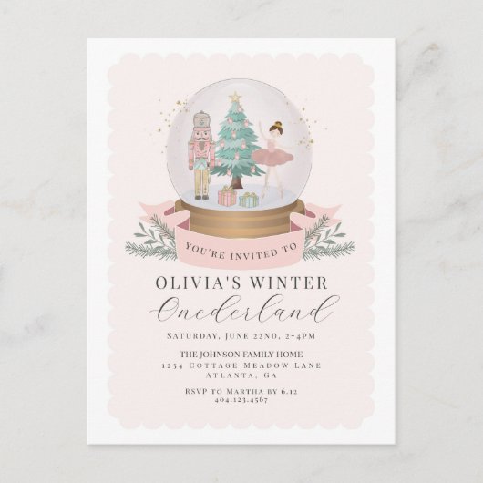 Pastel Roze Notenkraker eerste verjaardagsfeest ui Briefkaart (Voorkant)
