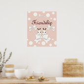 Pastel Roze off-White lint en Twitter Bunny Poster (Keuken)