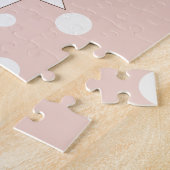 Pastel Roze off-White Ribbon Cute Twin Bunny Kinde Legpuzzel (Zijkant)