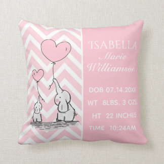 Pastel roze olifant gepersonaliseerde baby meisje  kussen