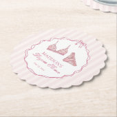 Pastel Roze Ondergoed Bruidsdouche Kant Bacheloret Kartonnen Onderzetters (Gekanteld)
