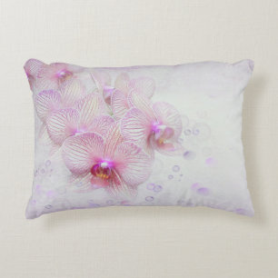 Pastel roze orchideeën met bubbels decoratief kussen